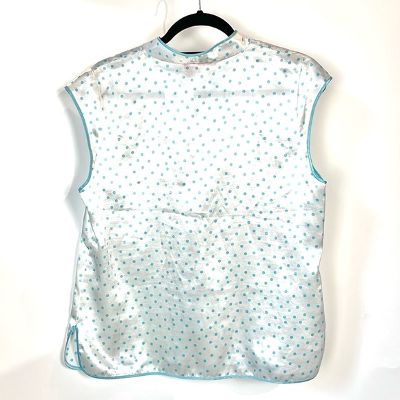 Oscar de la Renta Pink Label White Polka-Dot Cap-Sleeve Buttoned Blouse - Picture 2 of 8